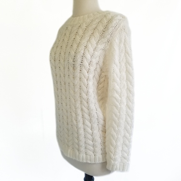 JOE FRESH NWT Ivory Cable Knit Crew Neck Sweater S - Picture 2 of 7